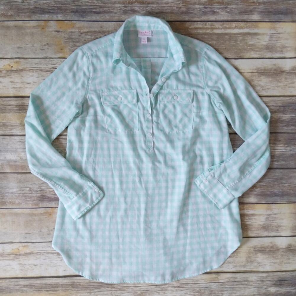 Isabel Maternity Plaid green paid tunic top Xs